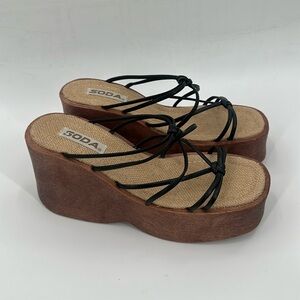 Vintage Soda Wooden Platfrom Sandals 10